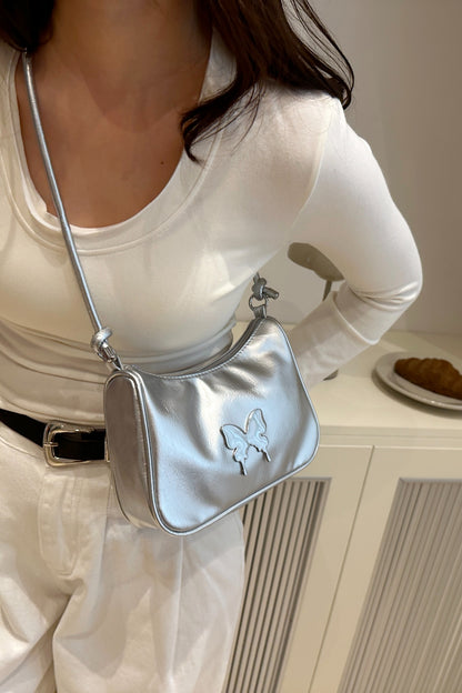 Butterfly PU Leather Knotted Strap Shoulder Bag