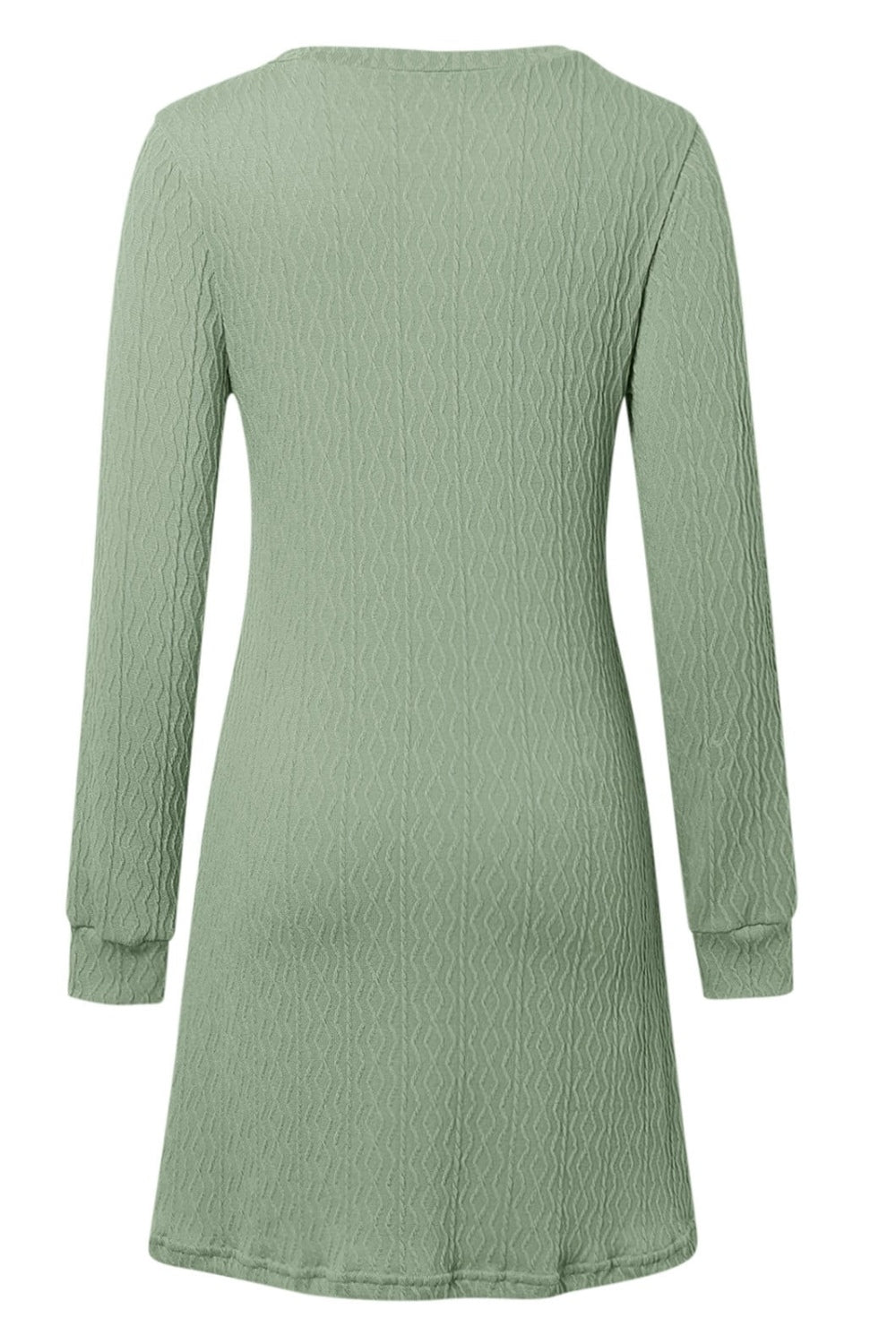 Texture V-Neck Long Sleeve Dress