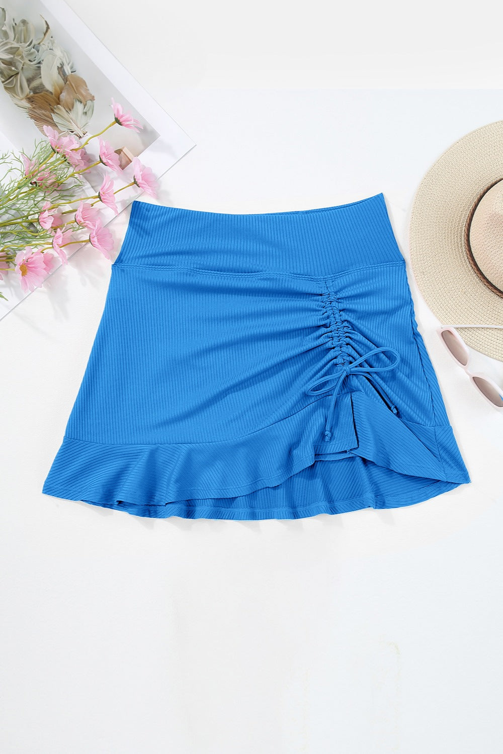 Ruched Elastic Waist Swim Skirt