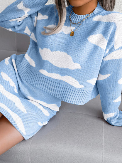 Cloud Sweater and Knit Skirt Set